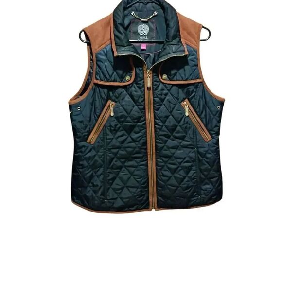 Vince Camuto Jackets & Blazers - Vince Camuto Black Suede Quilted Riding Vest Women's Large